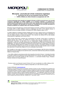 Communiqu&eacute; de presse Micropole