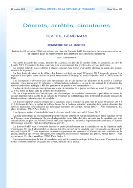 N&deg; 253 du 29 octobre 2016 - Justice / M&eacute;tiers et concours