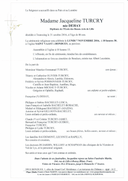 Page 1 Le Seigneur a accueilli dans sa Paix et sa Lumi&egrave;re Madame
