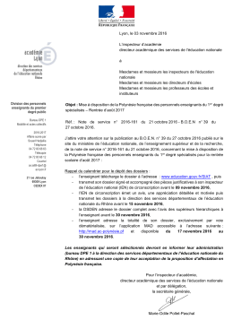 Courrier DPE1 - Ministère de l`éducation nationale