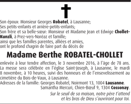 Madame Berthe ROBATEL-CHOLLET