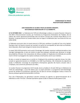 Communiqué - UPA Montérégie