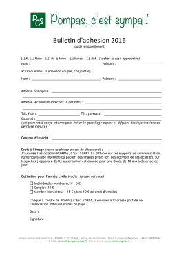 Bulletin d`adhésion 2016