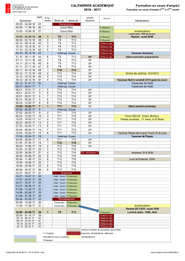 CALENDRIER ACADEMIQUE 2016 - 2017 Formation en cours d