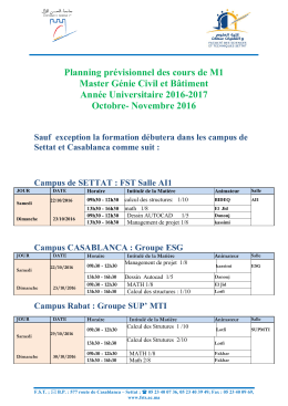 Planning cours master 1 GCB (mise à jour le 19/10/2016)