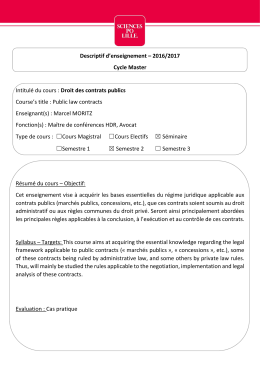 Droit des contrats publics - M.MORITZ