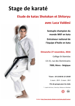 Stage Luca Valdesi 27/11/2016 &agrave; Mons - karat&eacute;-budo