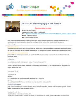 2014 - Le Café Pédagogique des Parents