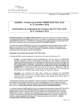 GAUSSIN : livraison du premier POWER PACK FULL ELEC le 15