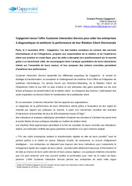 Capgemini lance l`offre Customer Interaction Service