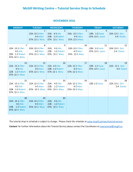 McGill Writing Centre &ndash; Tutorial Service Drop In Schedule