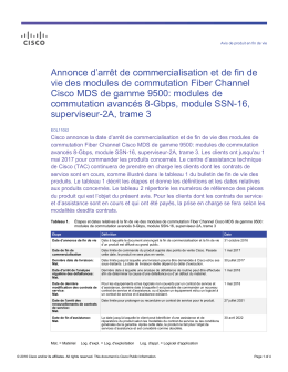 Annonce d`arrêt de commercialisation et de fin de vie des