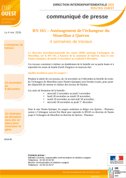 communiqué de presse - Direction interdépartementale des routes