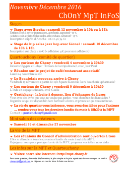 Les news Nov-Décembre 2016