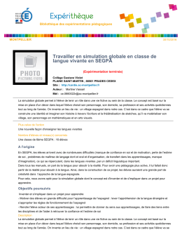 Travailler en simulation globale en classe de langue vivante en