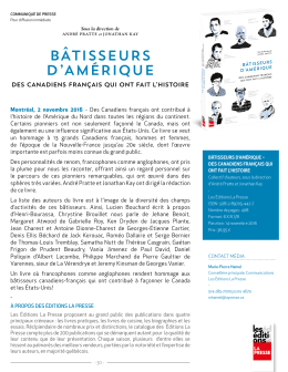 b&acirc;tisseurs d`am&eacute;rique - Les &Eacute;ditions La Presse