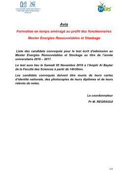 Energie Renouvelables et Stockage