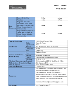 Annonce N&deg; AP 2016-032 Type d`annonce Poste (CDD, CDI) X Oui