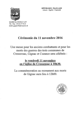 t&eacute;l&eacute;charger C&eacute;r&eacute;monie du 11 novembre 2016