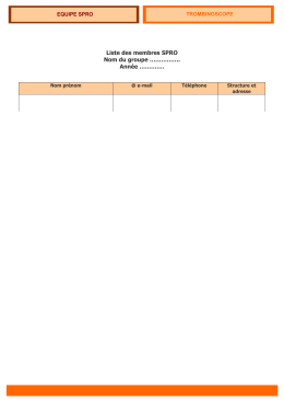 Liste des membres SPRO Nom du groupe