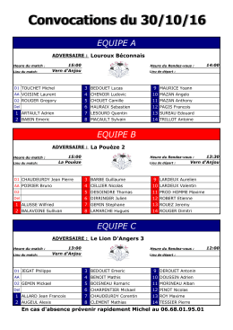 Convocations du 30/10/16 Convocations du 30/10/16