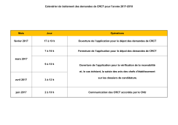 Calendrier de traitement des demandes de CRCT pour l`année