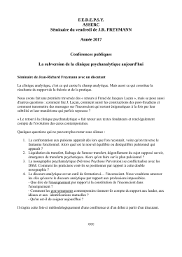 F.E.D.E.P.S.Y. ASSERC Séminaire du vendredi de J.R. FREYMANN