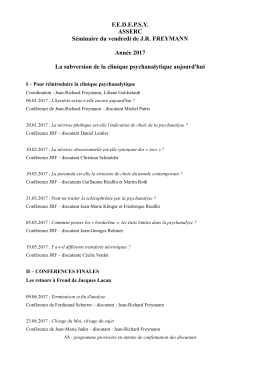 F.E.D.E.P.S.Y. ASSERC S&eacute;minaire du vendredi de J.R. FREYMANN