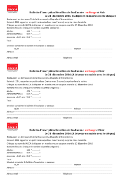 Bulletin d`inscription Réveillon de fin d`année en Rouge et Noir Le