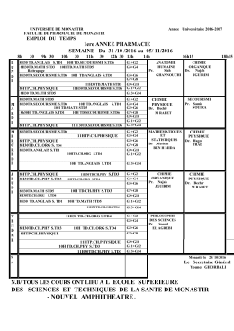Premi&egrave;re ann&eacute;e Pharmacie - Facult&eacute; de Pharmacie de Monastir