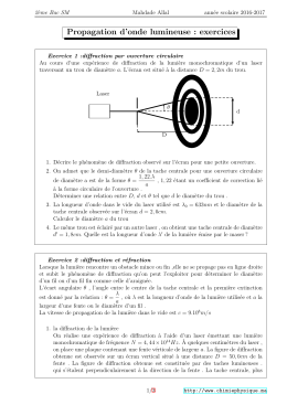 Propagation d`onde lumineuse : exercices