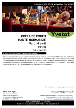 OPERA DE ROUEN HAUTE-NORMANDIE Mardi 4 avril 19h00