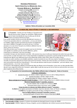 bulletin paroissial 345 du 30 octobre au 5 novembre 2016