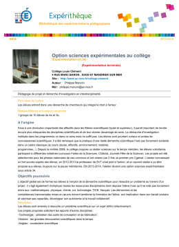 Option sciences expérimentales au collège