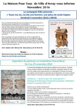 la MJC Maison Pour Tous vous informe novembre 2016