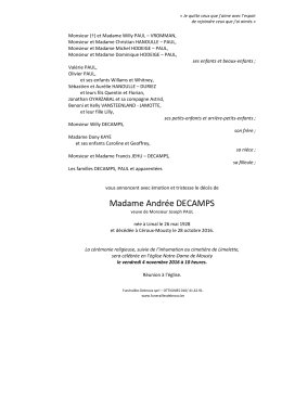 Faire part - Fun&eacute;railles debroux