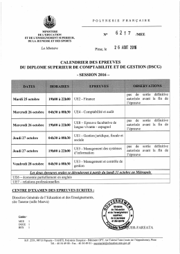 Session 2016 - Direction Générale de l`Education et des