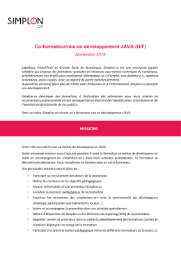 Co-formateur/rice en d&eacute;veloppement JAVA (H/F)