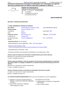 Centrale de march&eacute; pour le transport et l`&eacute;limination ou la
