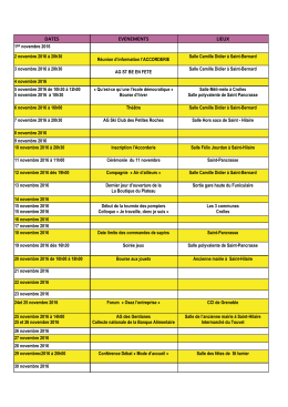 Animations novembre 2016 - Accueil, Plateau des petites Roches