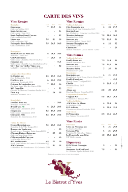 Carte des Vins - Le Bistrot d`Yves