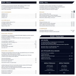 BEER / Bi&egrave;res DRINKS / Boissons WINE / Vins