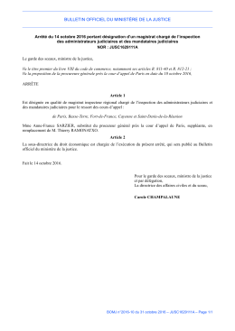 Arrêté du 14 octobre 2016 - Justice / Textes et réformes