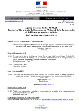 Agenda presse de Martine PINVILLE Secrétaire d`Etat chargée du