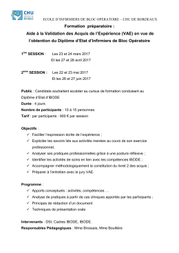 Formation préparatoire à la Validation des Acquis de l`Expérience