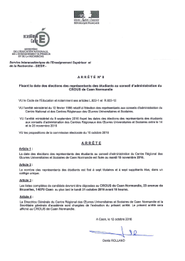 Arr&ecirc;t&eacute; - Crous Caen