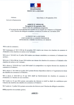 Consultez l`arrêté N° 1955/SG/SR enregistré le 28 septembre 2016