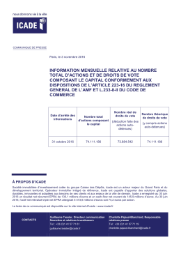 information mensuelle relative au nombre total d`actions et