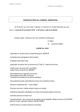 CONVOCATION DU CONSEIL MUNICIPAL J`ai l`honneur