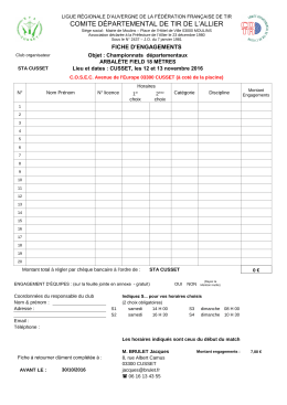 Feuille d`engagements  - Comit&eacute; D&eacute;partemental de Tir de l`Allier